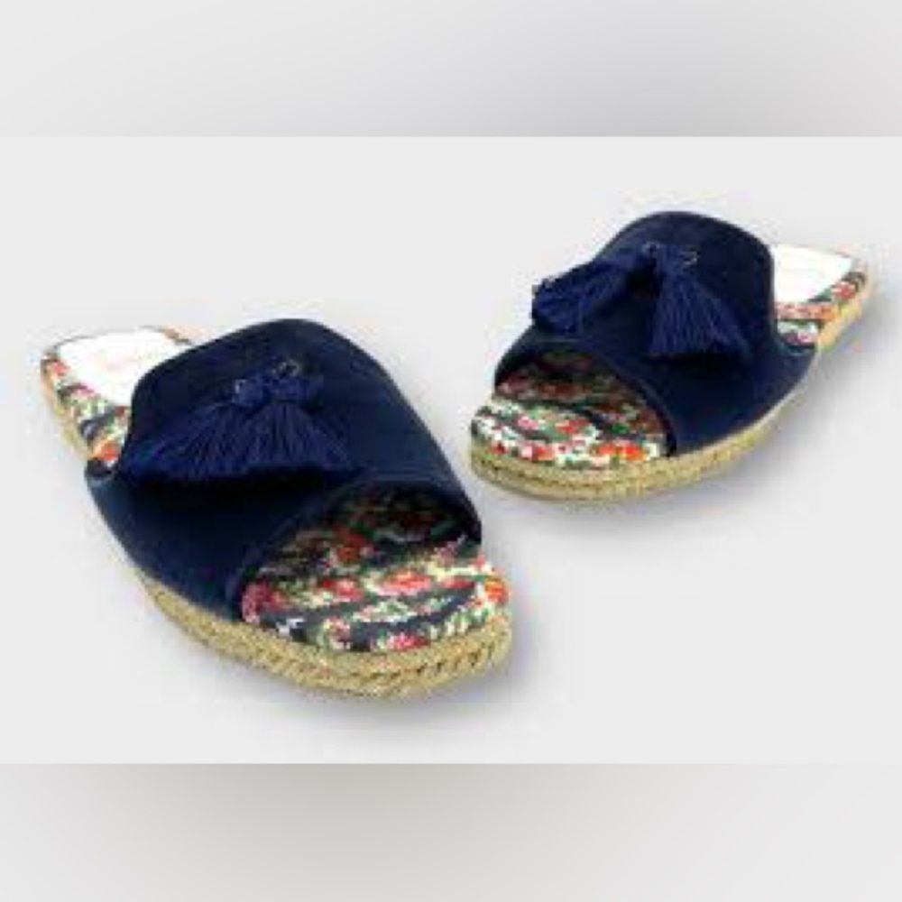 Christian Louboutin Dark Blue Espadrilles with Floral Insole